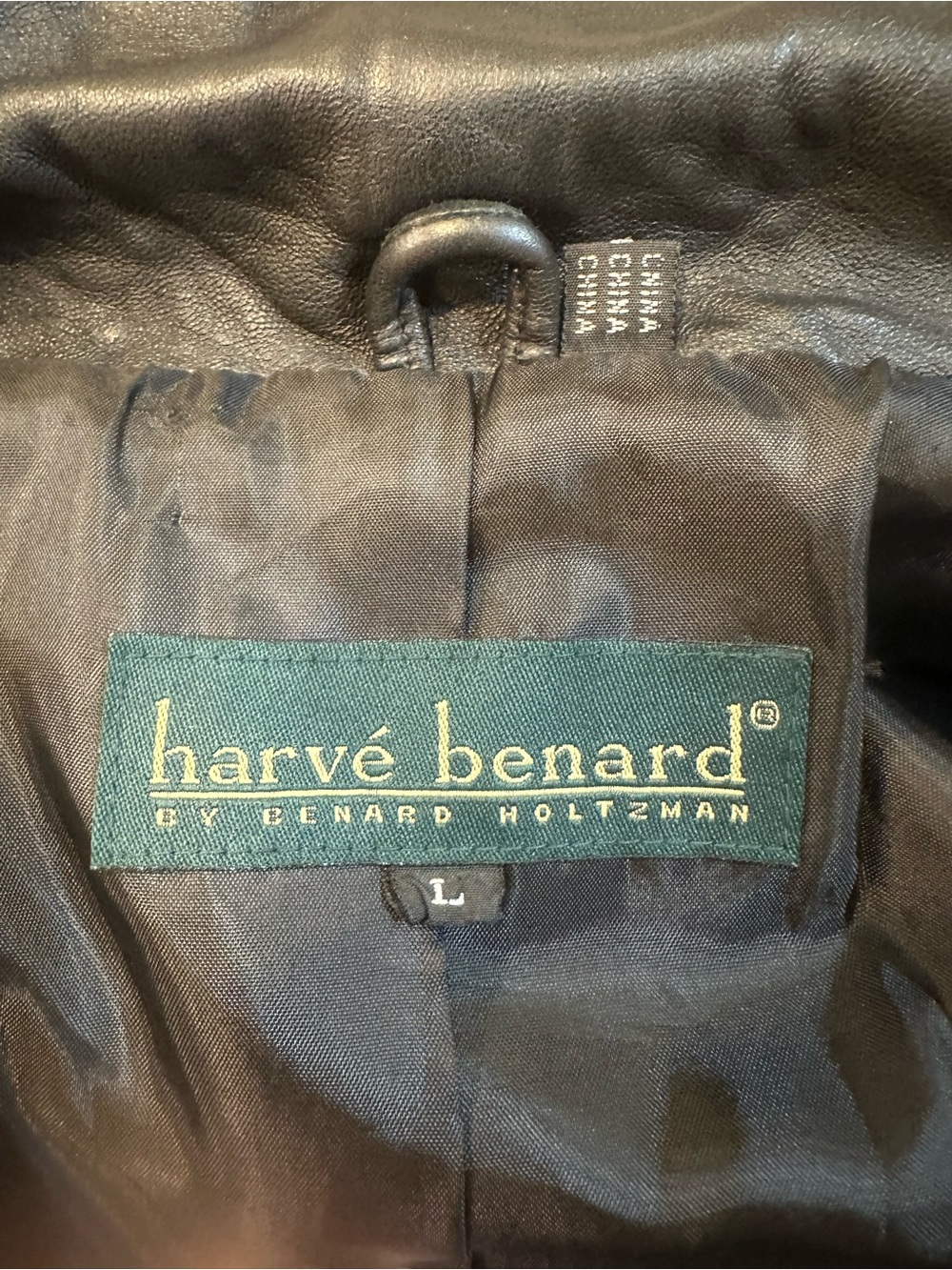 Vintage Harvé Benard Black Genuine Leather Mid-Length Car Coat Jacket Large - Picture 6 of 15